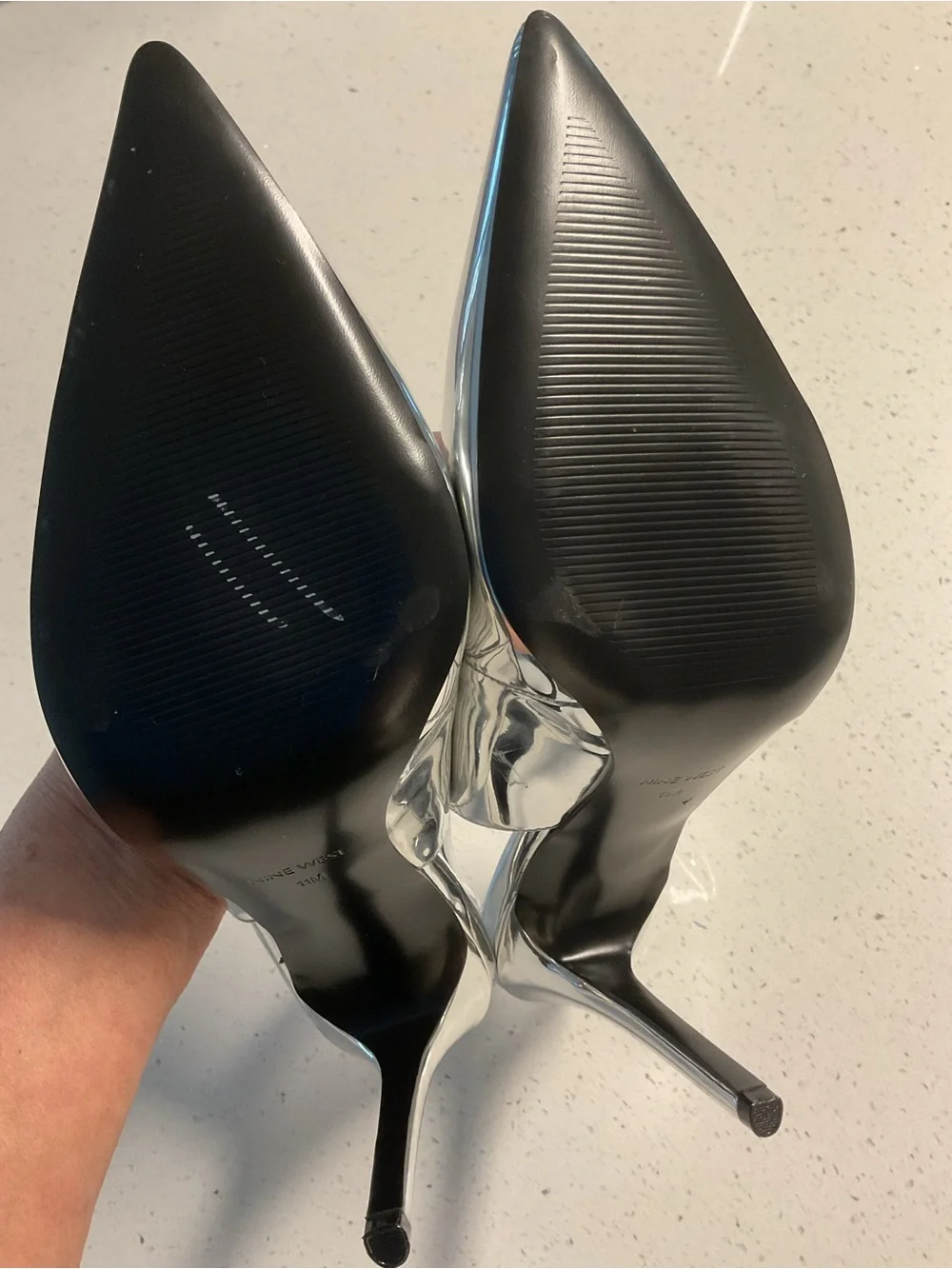 Nine West Silver Pointed Slingback Heels 11